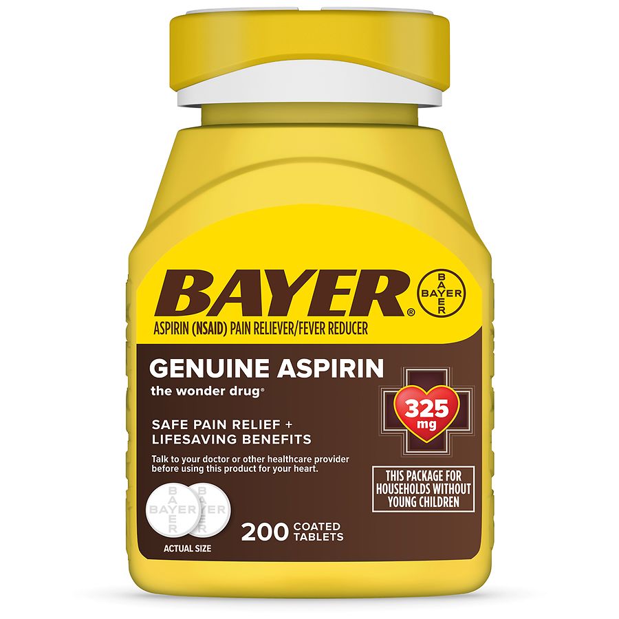 Genuine Bayer Aspirin Pain Reliever, 325mg Tablets, Easy Open Cap