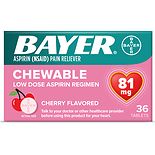 Low Dose Aspirin Pain Reliever, 81mg, Chewable Tablets Cherry wag-Low Dose Aspirin Pain Reliever, 81mg, Chewable Tablets Cherry