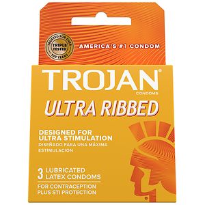 Trojan Stimulations Ultra Ribbed Lubricated Premium Latex Condoms image