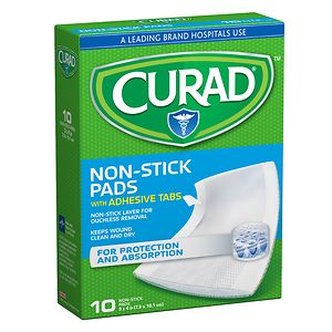 Curad Non-Stick Pads with Adhesive Tabs, 3 x 4 in