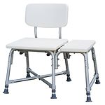 Medline Transfer Bench with Back and Push Buttons, Bariatric