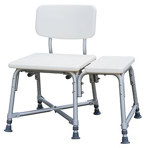 Medline Transfer Bench with Back and Push Buttons, Bariatric