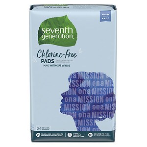 Seventh Generation Chlorine Free Maxi Pads, Regular, 24 ea