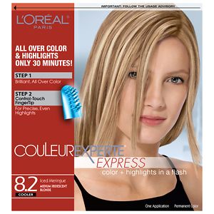 L'Oreal Couleur Experte Express Easy 2-in-1 Color + Highlights, 8.2 Iced Meringue, Medium Iridescent Blonde