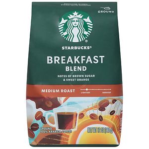  Starbucks Coffee Medium Roast, Breakfast Blend, Ground 