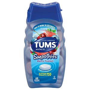  Tums Smoothies Antacid/Calcium Supplement, Chewable Tablets Berry Fusion 