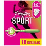 Playtex Sport Tampons, Unscented, Regular, 18 ea