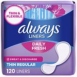 Always Incredibly Thin Daily Liners, Double Pack, Regular, 120 ea