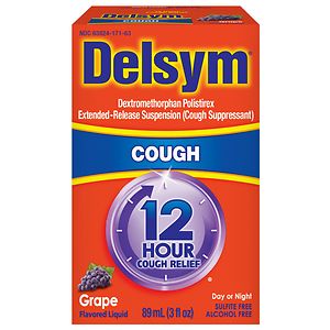 Delsym Cough Suppressant, 12 Hour, Grape Flavored Liquid