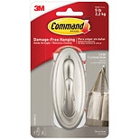 Damage-Free Hanging: Decorative Large Hook, Brushed Nickel 1 hook/2 large strips wag-Damage-Free Hanging: Decorative Large Hook, Brushed Nickel 1 hook/2 large strips