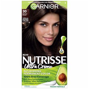 Garnier Nutrisse Nourishing Color Creme with Fruit Oil Concentrate, Darkest Brown 30 (Sweet Cola)