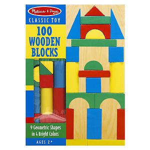 Melissa and Doug 100 Wood Blocks Set, Ages 3+