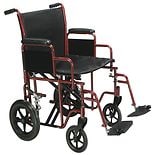 Drive Medical BTR20-R Transport Chair HD, 20-inch Red