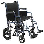 Drive Medical Bariatric Heavy Duty Transport Wheelchair with Swing Away Footrest 22 Inch Blue