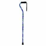 Lightweight Adjustable Designer Cane, Offset HandlePurple Flower wag-Lightweight Adjustable Designer Cane, Offset HandlePurple Flower