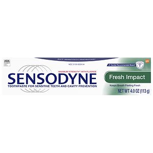 Sensodyne Toothpaste for Sensitive Teeth with Fluoride, Maximum Strength, Fresh Impact