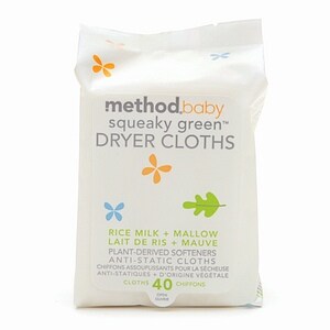 method baby Squeaky Green Dryer Cloths, Rice Milk + Mallow