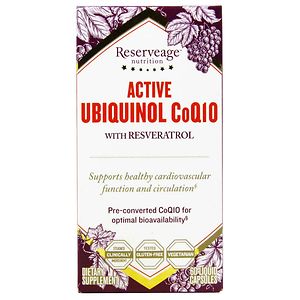 ReserveAge Organics Active Ubiquinol CoQ10 with Resveratrol LiCaps