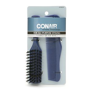 Conair Brush Styling Essentials Brush & Comb Set, Compact Size for Travel
