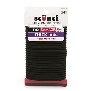 Scunci No Damage Thick Hair Elastics, Black