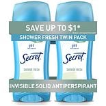 Invisible Solid Antiperspirant & Deodorant, Twin Pack Shower Fresh wag-Invisible Solid Antiperspirant & Deodorant, Twin Pack Shower Fresh