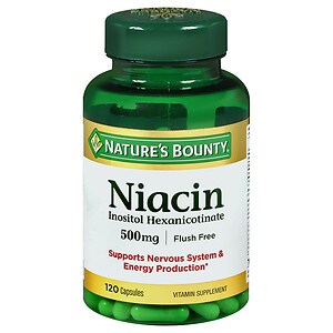 Nature's Bounty Flush Free Niacin Inositol Hexanicotinate 500 mg Capsules