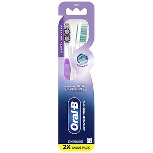 Oral-B Advantage 3D White Vivid Toothbrush, Twin Pack, Soft
