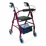 Mabis Adjustable Seat Height Rollator, Burgundy