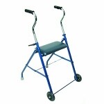 Mabis Steel Walker With Wheels And Seat, Royal Blue