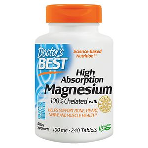 Doctor's Best High Absorption 100% Chelated Magnesium, Tablets