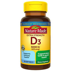  Nature Made Vitamin D3 5000 IU Dietary Supplement Liquid Softgels 