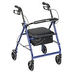 Drive Medical Aluminum Rollator Fold Up, Removable Back Support, Pad Seat, 6