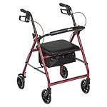 Drive Medical Aluminum Rollator Fold Up, Removable Back Support, Pad Seat, 6