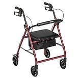 Rollator Walker with Fold Up and Removable Back Support and Padded SeatRed wag-Rollator Walker with Fold Up and Removable Back Support and Padded SeatRed