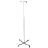 Drive Medical I.V.Pole with removable top with 2 hooks with wheels-Chrome