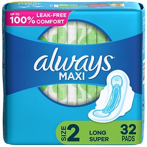 Always Maxi Pads with Flexi-Wings, Long-Super, 32 ea
