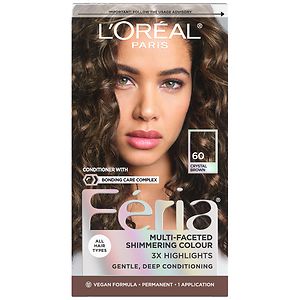L'Oreal Feria Multi-Faceted Shimmering Colour 3x Highlights, Permanent, Crystal Brown 60
