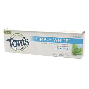 Tom's of Maine Simply White Natural Fluoride Toothpaste, Clean Mint