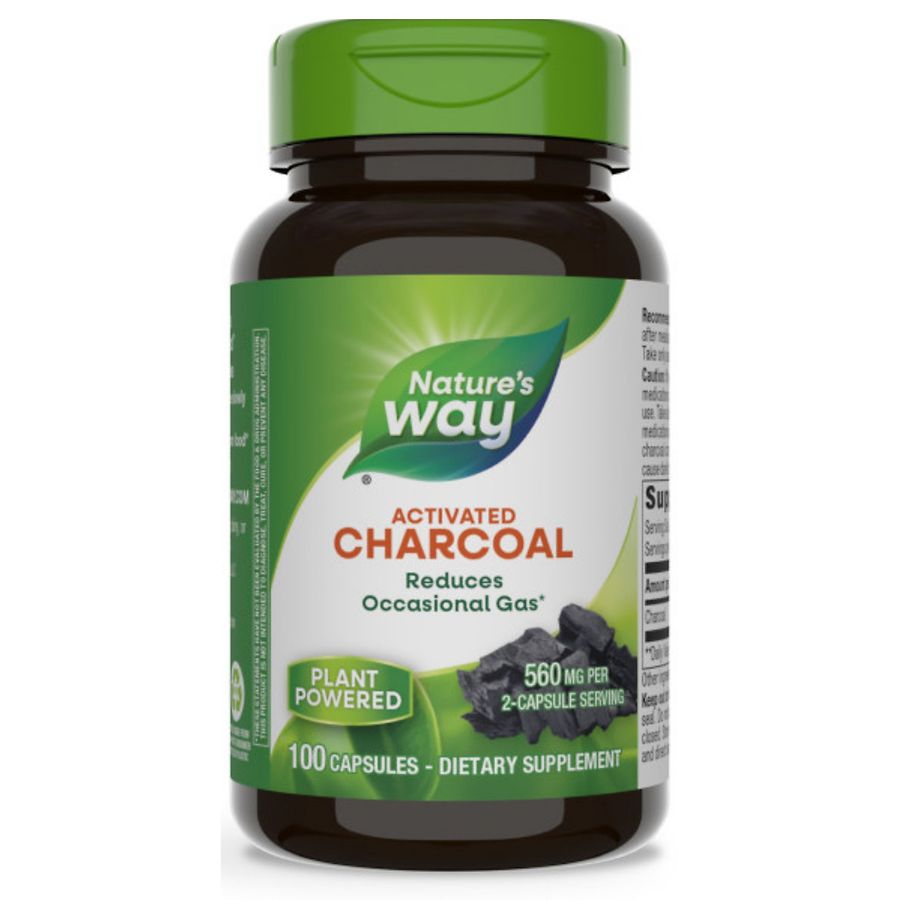 Nature's Way Charcoal Activated 280 mg Dietary Supplement Capsules