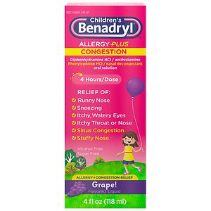 Children's Benadryl D Allergy & Sinus, Liquid Grape image
