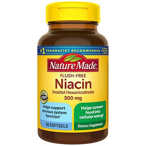  Nature Made Flush-Free Niacin 500 mg Dietary Supplement Liquid Softgels 