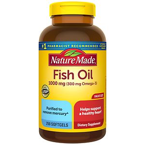 Nature Made Fish Oil 1000mg, 300mg Omega-3, Liquid Softgels