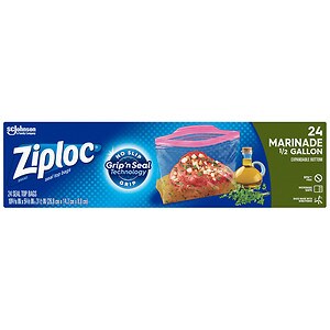 Ziploc Expandable Bottom Bags, 1/2 Gallon