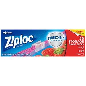 Ziploc Slider Storage Bags, Quart