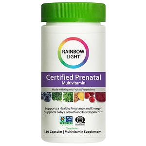  Rainbow Light Certified Organic Prenatal Multivitamin, Vegetarian Capsules 