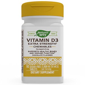 Enzymatic Therapy Vitamin D3, 2000 IU, Sugar-Free Chewable Tablets, Chocolate