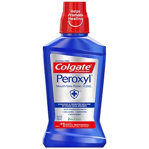 Colgate Peroxyl Mouth Sore Rinse, Antiseptic Oral Cleanser & Rinse, Mild Mint/Alcohol Free