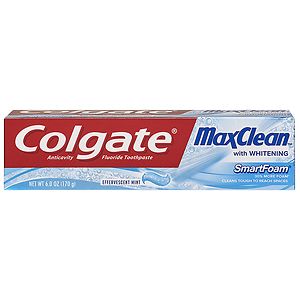 Colgate MaxClean SmartFoam with Whitening  Anticavity FluorideToothpaste, Effervescent Mint