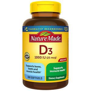  Nature Made D3 1000 IU Dietary Supplement Liquid Softgels 