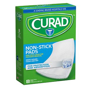 Curad Non-Stick Pads, 8 x 3 in